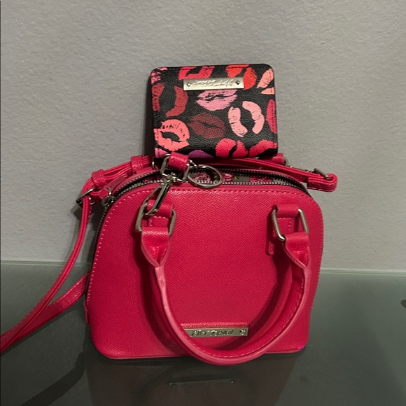 Betsey Johnson Handbags - Betsey Johnson Hot Pink Bow Crossbody Bag & Wallet Set